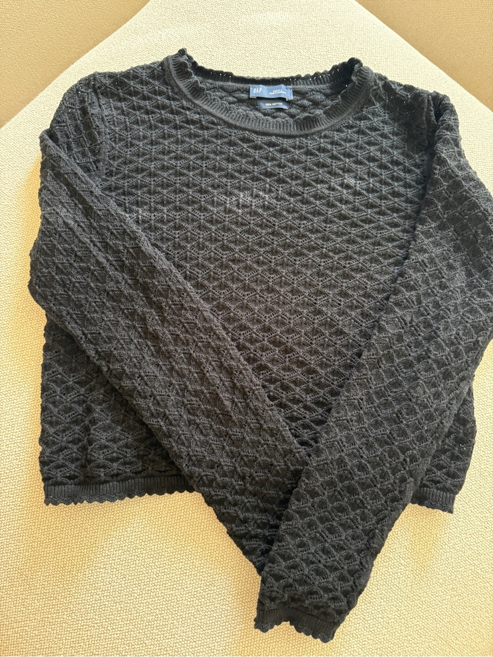 GAP Women’s Black Pointelle Crewneck Sweater
